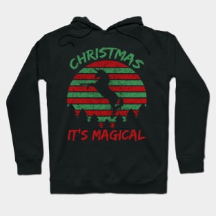 Christmas It's Magical Retro Vintage Unicorn Holiday Design Hoodie